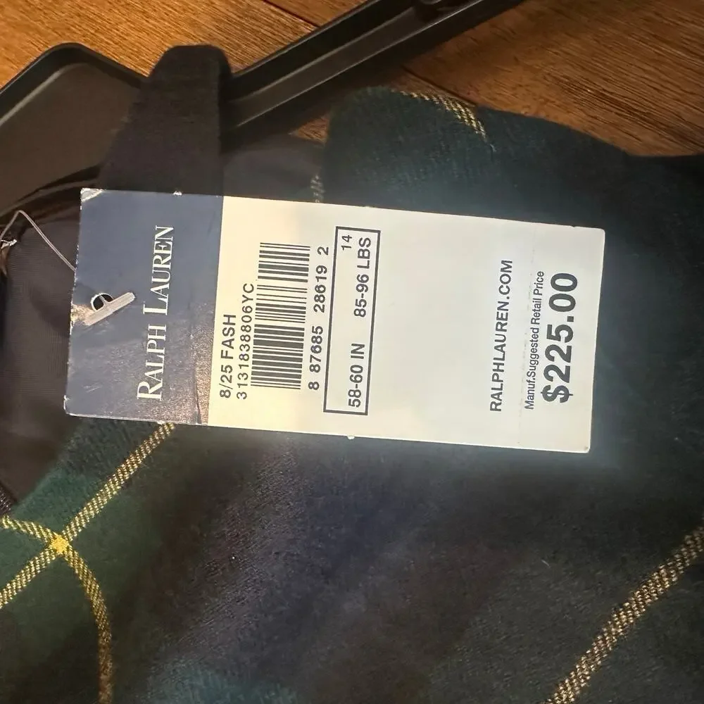 Ralph Lauren Green Plaid Wool Blend Dress - Size 14 New With Tags Winter Formal